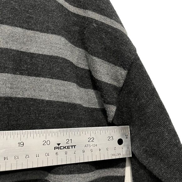 Eileen Fisher Tunic Sweater Womens 100% Merino Wool Gray Black Stripe Long SZ L - Picture 8 of 15